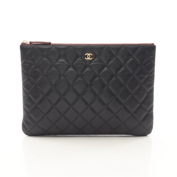 CHANEL Matelasse business clutch second bag leather Black Bordeaux Used GHW
