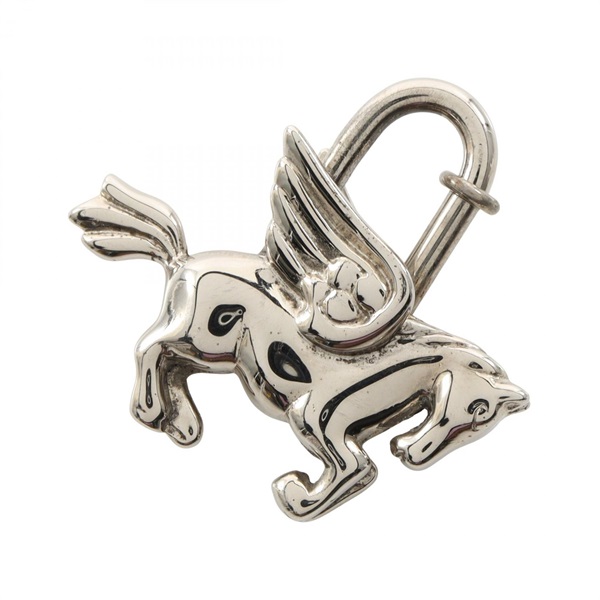 HERMES Cadena Charm Holder Bag accesorry Pegasus metal Used Women