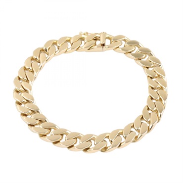 JEWELRY Single 2 Side Flat Link Chain Bracelet 18KYG Used unisex 17.5㎝