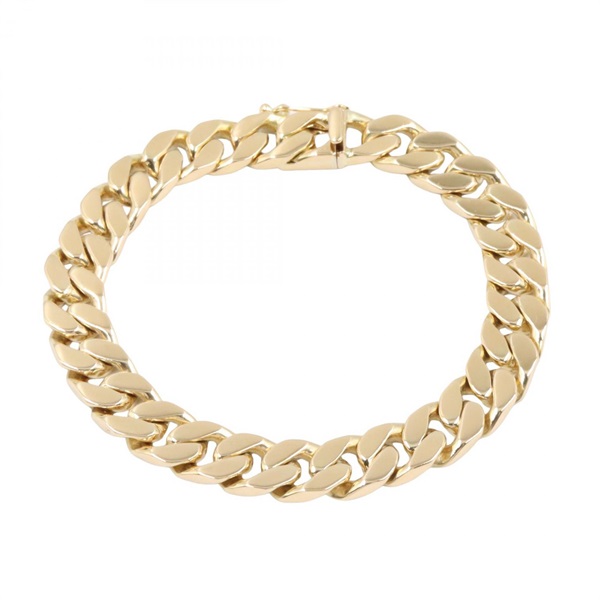 JEWELRY Single 2 Side Flat Link Chain Bracelet 18KYG Used unisex 17.5㎝