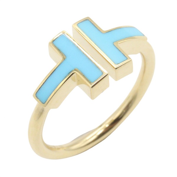 TIFFANY＆CO T wire Ring Turquoise 18KYG Yellow Gold Used women US size 5