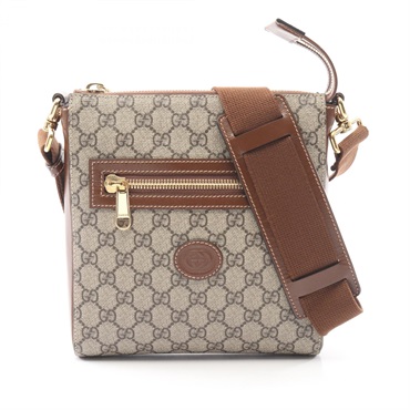 GUCCI GG Supreme Messenger crossbody Shoulder Bag 681021 canvas leather Beige