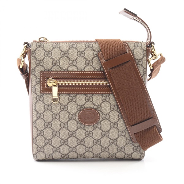 GUCCI GG Supreme Messenger crossbody Shoulder Bag 681021 canvas leather Beige