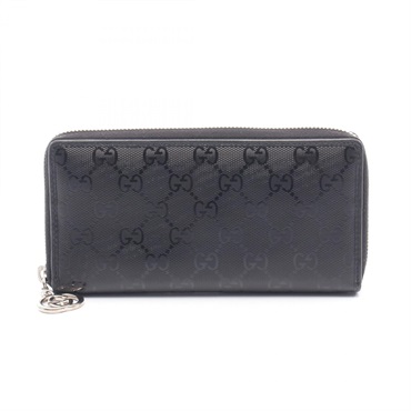 GUCCI GG Implementation Around zip long Wallet 307982 canvas leather Black Used