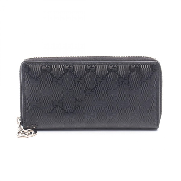 GUCCI GG Implementation Around zip long Wallet 307982 canvas leather Black Used