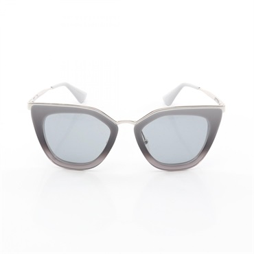 PRADA Cat eye Sunglasses Eyewear Plastic Metal Gray Black Used Women Coco CC