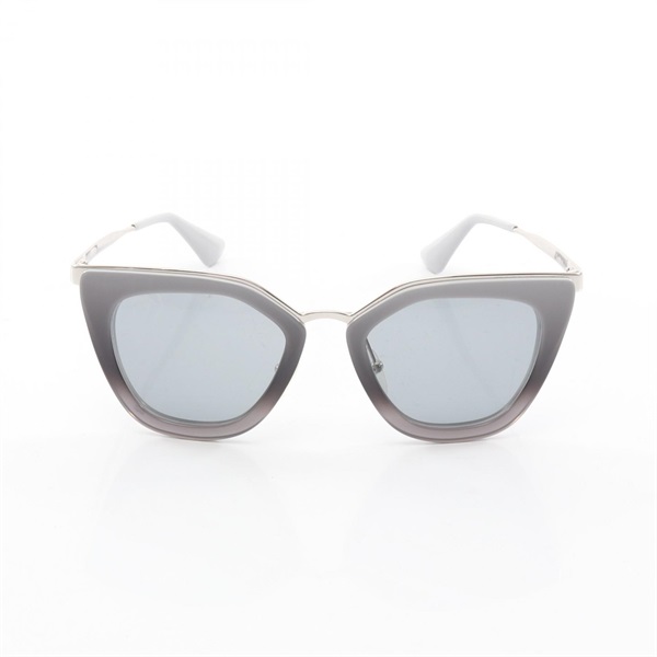 PRADA Cat eye Sunglasses Eyewear Plastic Metal Gray Black Used Women Coco CC