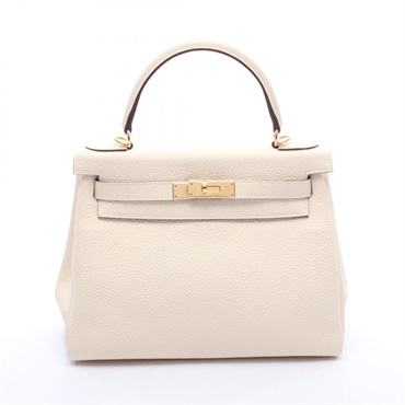 HERMES Kelly 28 Shulder Handbag Togo leather Beige Nata Used Women GHW U