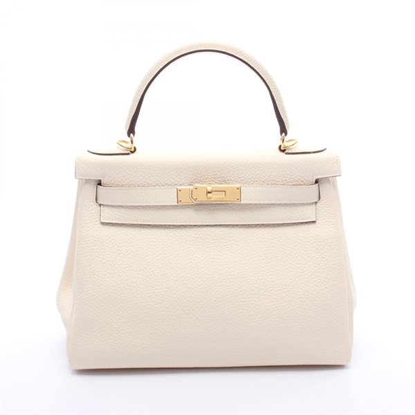 HERMES Kelly 28 Shulder Handbag Togo leather Beige Nata Used Women GHW U