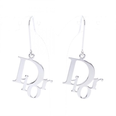 Christian Dior logo Pierced earrings Stainless Steel Used Women CD