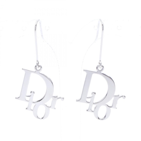 Christian Dior logo Pierced earrings Stainless Steel Used Women CD