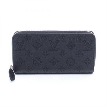 LOUIS VUITTON Zippy Long wallet M61867 Mahina leather Black Used Women LV