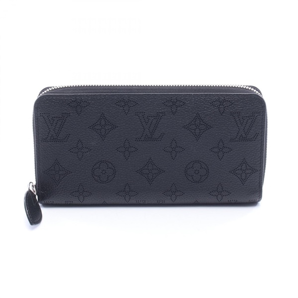 LOUIS VUITTON Zippy Long wallet M61867 Mahina leather Black Used Women LV