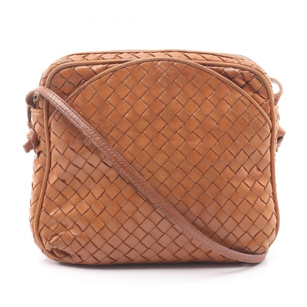 BOTTEGA VENETA Intrecciato Crossbody Shoulder Bag leather Brown Used Women