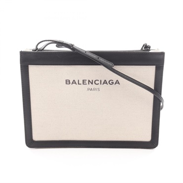 BALENCIAGA Navy Pochette Shoulder Crossbody Bag 339937 canvas leather Used