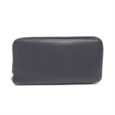 HERMES Azap long SilkIn Around zip purse wallet X Epsom Black Used Women SHW