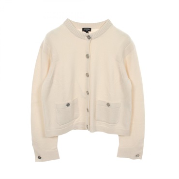 CHANEL COCO Mark button cardigan P79166K11419 cashmere White #38 Used Women
