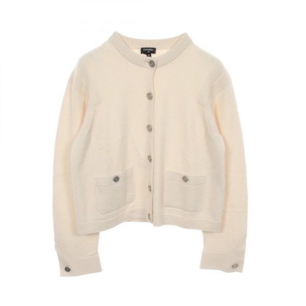 CHANEL COCO Mark button cardigan P79166K11419 cashmere White #38 Used Women