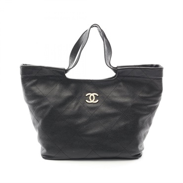 CHANEL Matelasse Tote Handbag Grained Calfskin leather Black GHW Used Women Coco