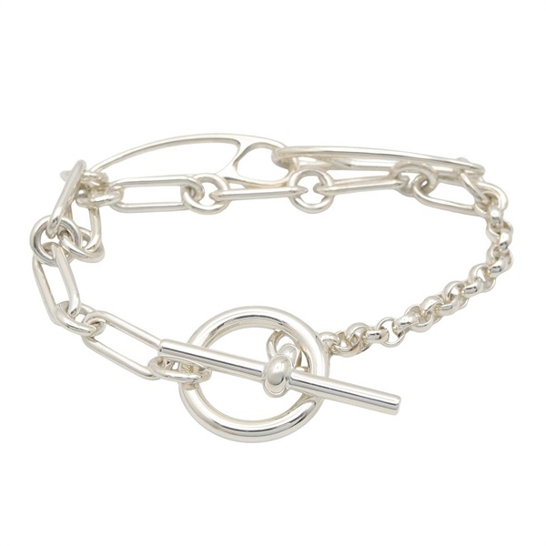 HERMES Chaine d'Ancre Punk Bracelet Bangle 15cm Silver 925 Used Women