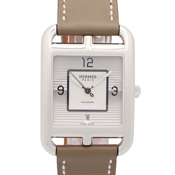 HERMES Cape Cod Date Wrist Watch CC1.710a Automatic winding SS Leather Used mens