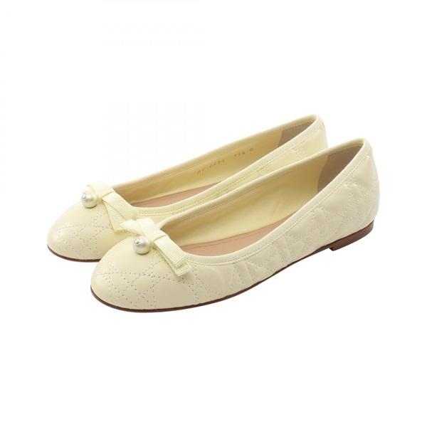 Christian Dior Ballerina Cannage Pumps Flat shoes #35 1/2 leather Yellow Used
