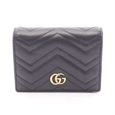 GUCCI GG Marmont Bi-fold wallet leather Black Used Women