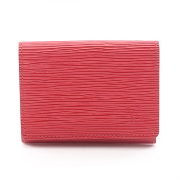 LOUIS VUITTON Enveloppe Carte de Visite Card Case M5658E Epi leather Red Used LV