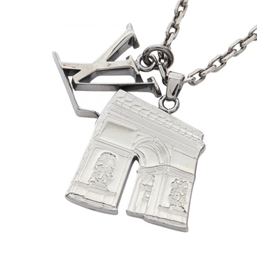 LOUIS VUITTON Collier Arc LV Initial City Necklace Stainless Steel Used Women