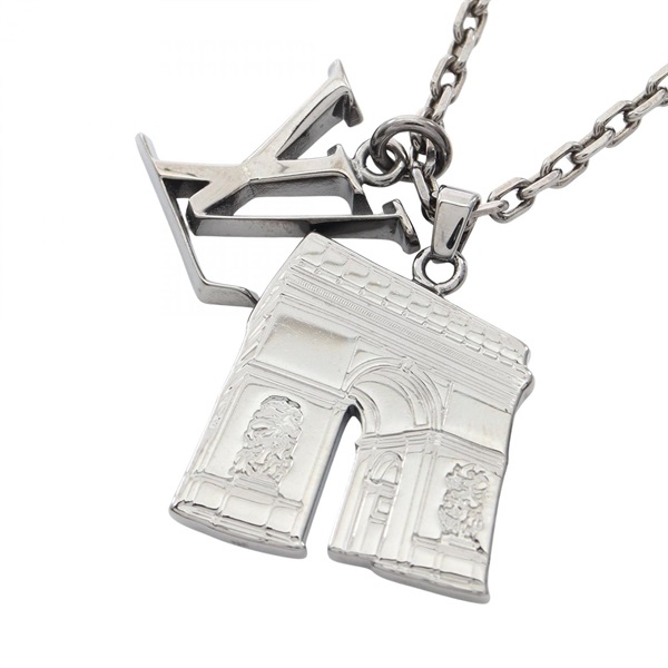 LOUIS VUITTON Collier Arc LV Initial City Necklace Stainless Steel Used Women