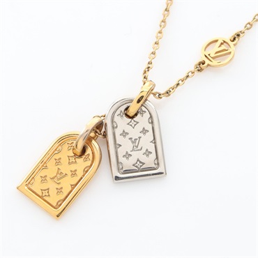 LOUIS VUITTON Nanogram Necklace Pendant 39-44.5cm Gold Plated Used Women LV