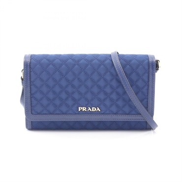 PRADA quilting Shoulder Bag Nylon leather Blue Used Women