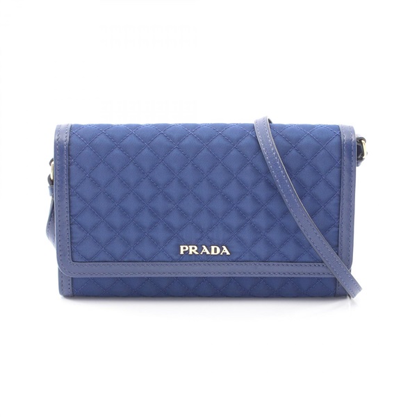 PRADA quilting Shoulder Bag Nylon leather Blue Used Women