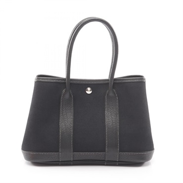 HERMES Garden Party TTPM Tote Handbag canvas Negonda leather Black SHW Used I