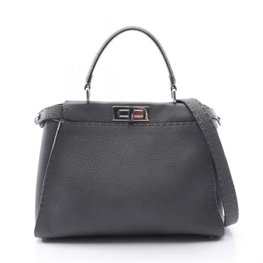 FENDI Peekaboo Regular Selleria 2WAY Shoulder Handbag 8BN290 leather Gray Used