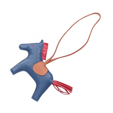 HERMES Rodeo MM charm Agneau milo leather Blue Bordeaux Brown Used Women