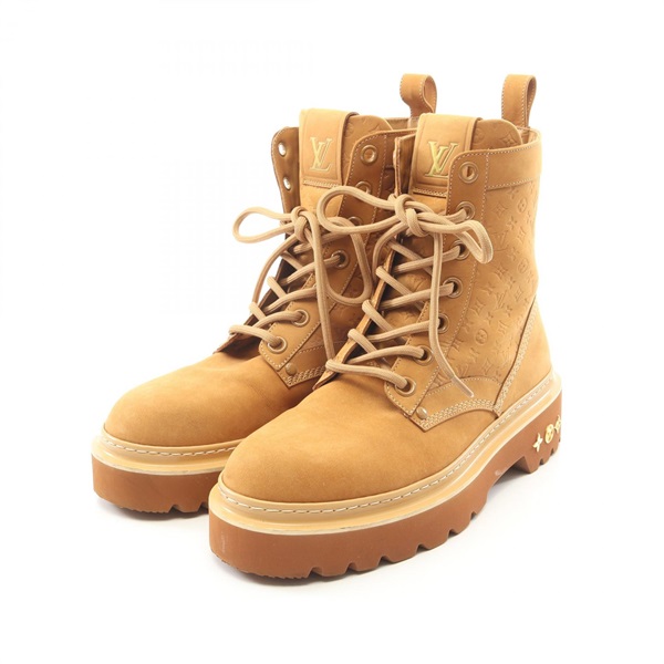 LOUIS VUITTON LV Ranger Line Monogram short boots #7.5 Suede Brown Used mens