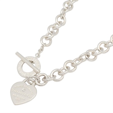 TIFFANY＆CO Return to Tiffany Heart Tag Diamond Necklace Pendant Silver925 Women