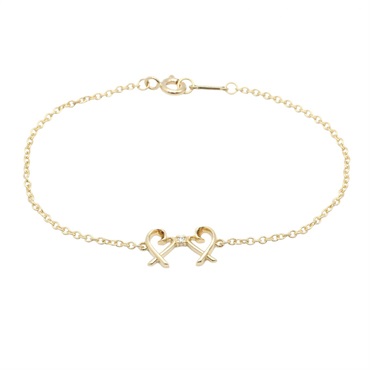 TIFFANY＆CO Double Loving Heart Diamond Bracelet 18KYG Yellow Gold Used Women
