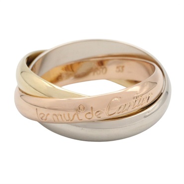CARTIER Trinity Ring 18KYG 18KPG 18KWG Three gold used US size 6.5 #53 unisex