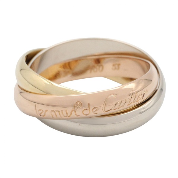 CARTIER Trinity Ring 18KYG 18KPG 18KWG Three gold used US size 6.5 #53 unisex