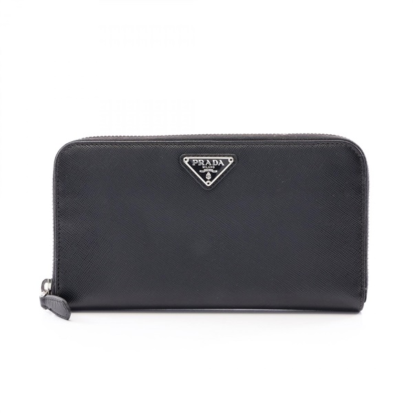 PRADA SAFFIANO Around long wallet M506A Saffiano leather Black Used unisex