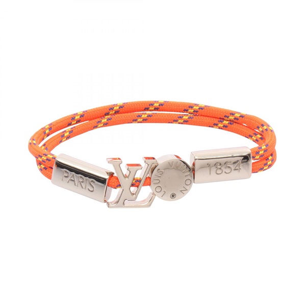 LOUIS VUITTON LV Fluo Bracelet 19cm Stainless Steel Fabric Orange Used Women