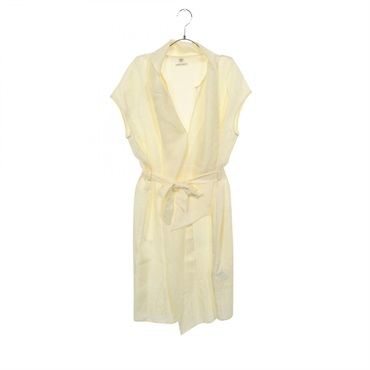 HERMES Sleeveless Shirt Dress 4E0577DE silk Beige Used Women #34