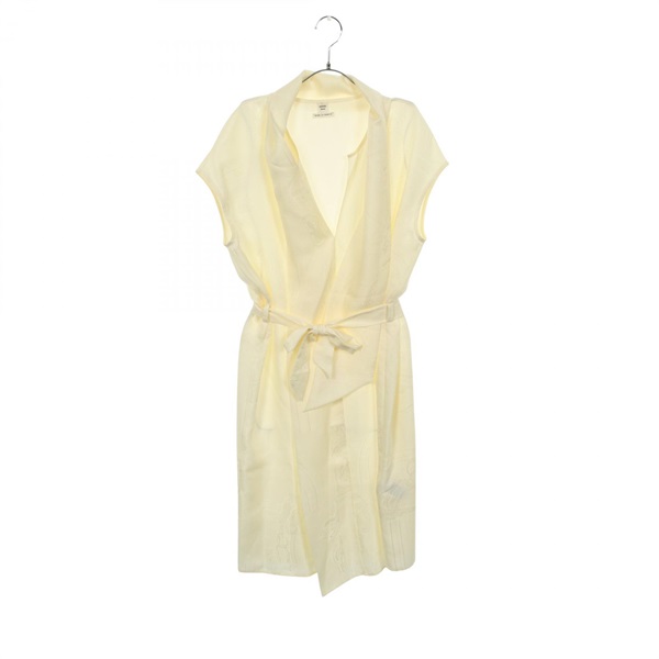 HERMES Sleeveless Shirt Dress 4E0577DE silk Beige Used Women #34
