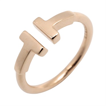 TIFFANY＆CO T wire Ring 18KPG Pink Rose Gold Used Unisex US size 4
