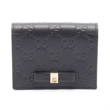 GUCCI Guccissima Bi-fold wallet 406924 leather Black Used Women
