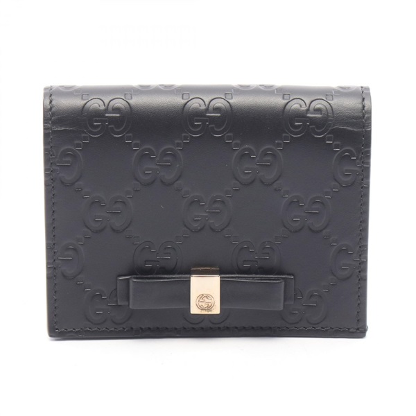 GUCCI Guccissima Bi-fold wallet 406924 leather Black Used Women