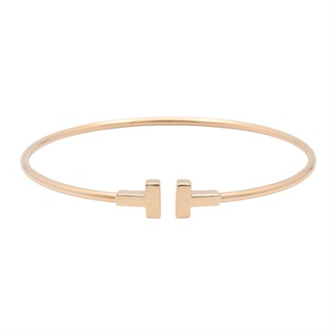 TIFFANY＆CO T-wire Bracelet Bangle 16cm 18KRG Pink Rose Gold Used Unisex