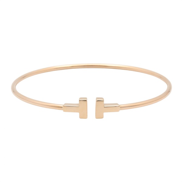 TIFFANY＆CO T-wire Bracelet Bangle 16cm 18KRG Pink Rose Gold Used Unisex